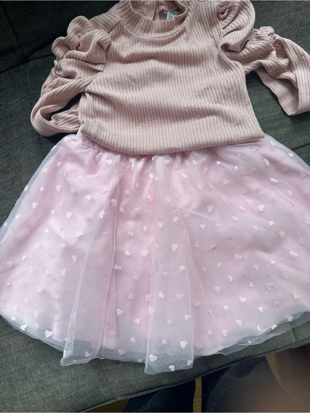 Janie and Jack Light Pink Tulle Skirt & Ribbed Top Set